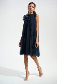 High-neck A-line Dress