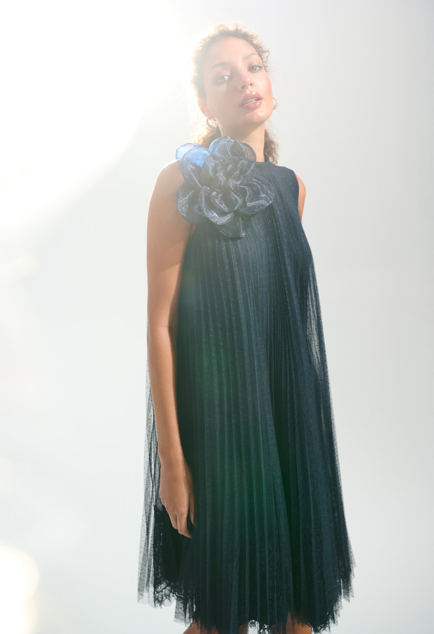 High-neck A-line Dress