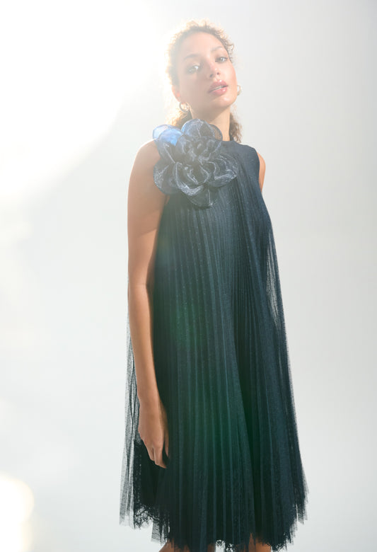 High-neck A-line Dress