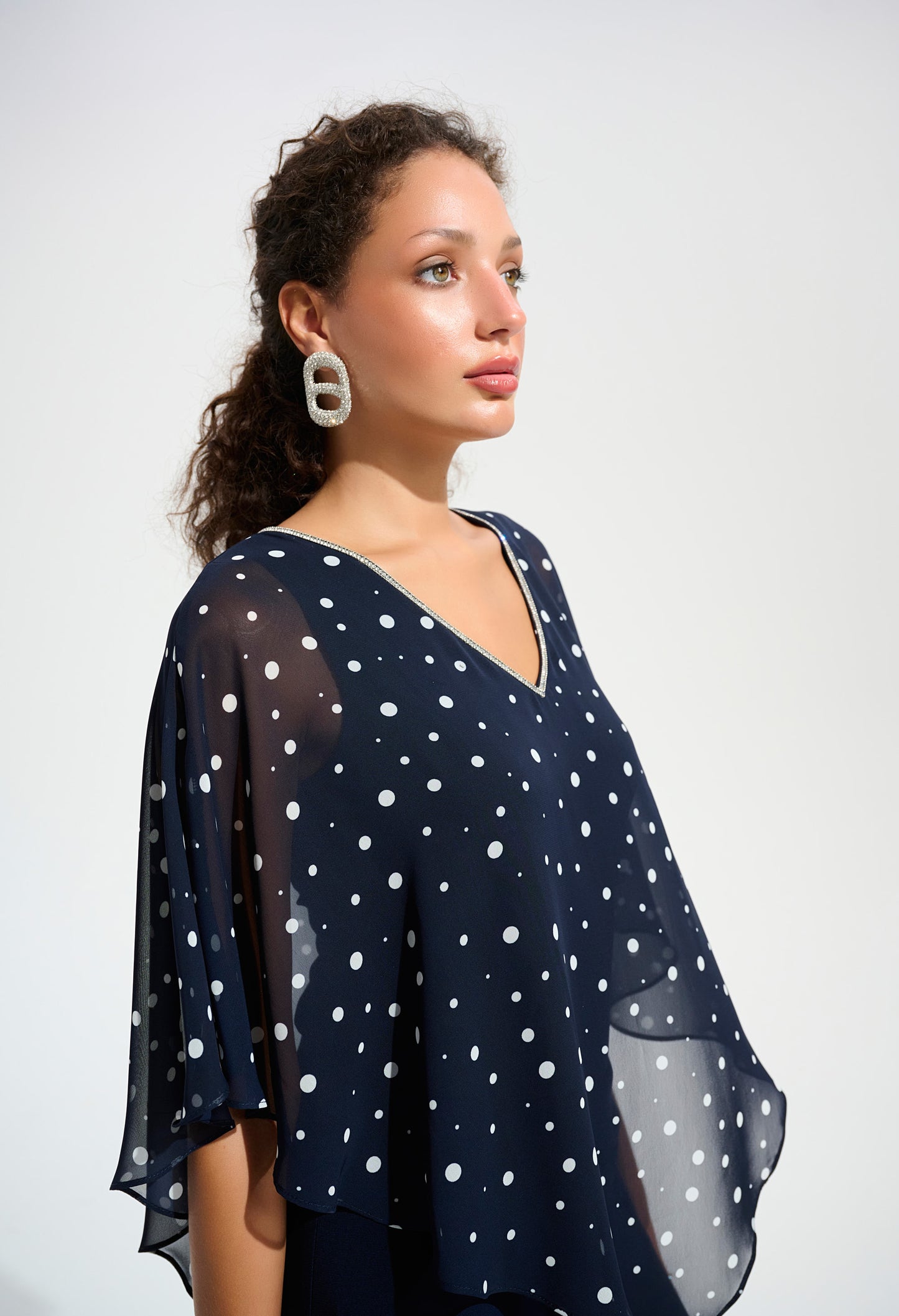 Polka Dot V-neck Blouse