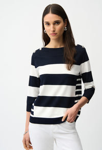 Striped Boat Neck Pullover