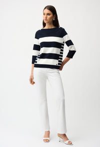 Striped Boat Neck Pullover