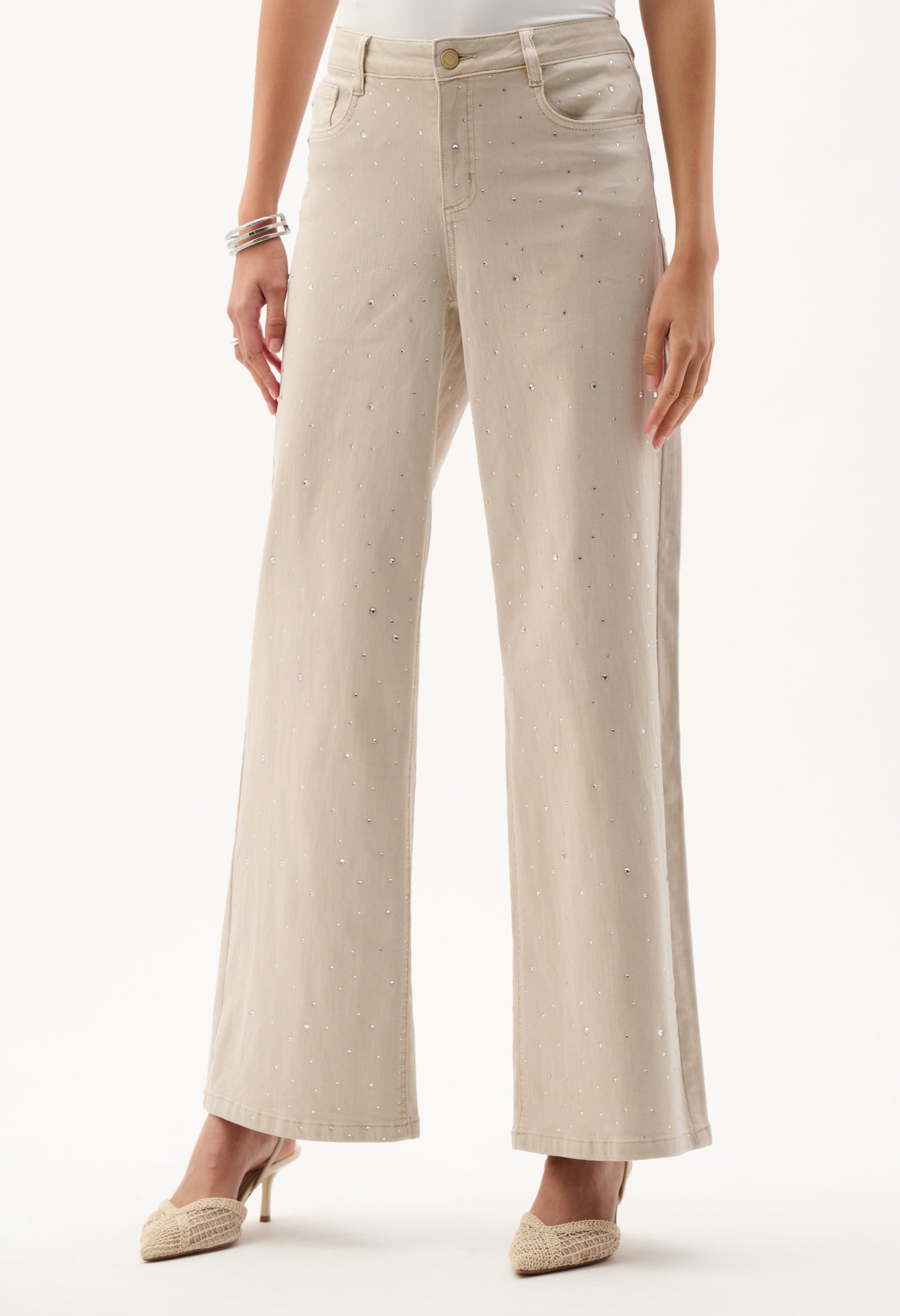 Wide Leg Jewel Embellished Trousers