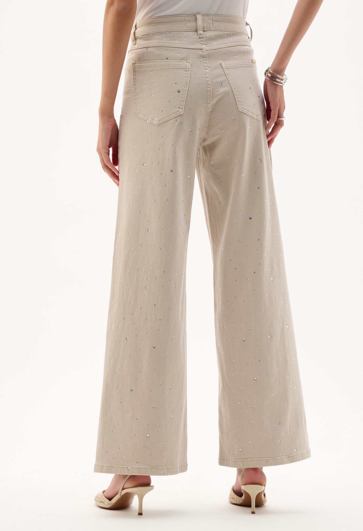 Wide Leg Jewel Embellished Trousers