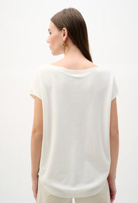 Embroidered Boat Neck Top