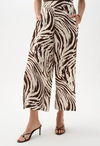 Linen Blend Animal Print Culotte Trousers