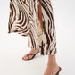 Linen Blend Animal Print Culotte Trousers