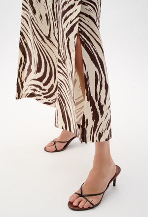 Linen Blend Animal Print Culotte Trousers
