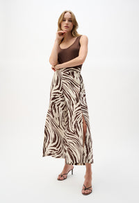 Linen Blend Animal Print Culotte Trousers