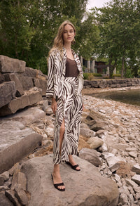 Linen Blend Animal Print Culotte Trousers