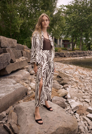Linen Blend Animal Print Culotte Trousers
