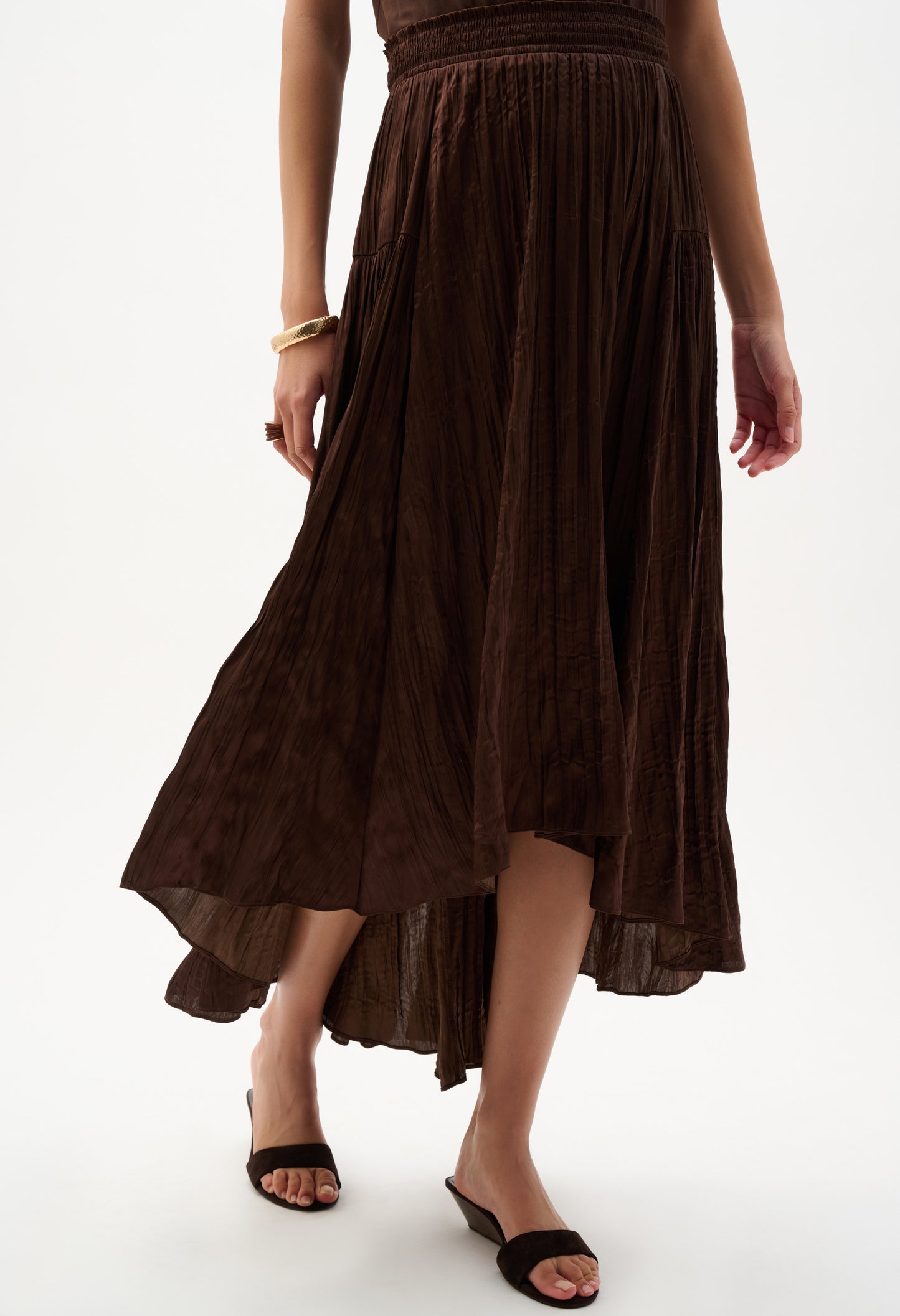 Pleated High-low A-line Skirt