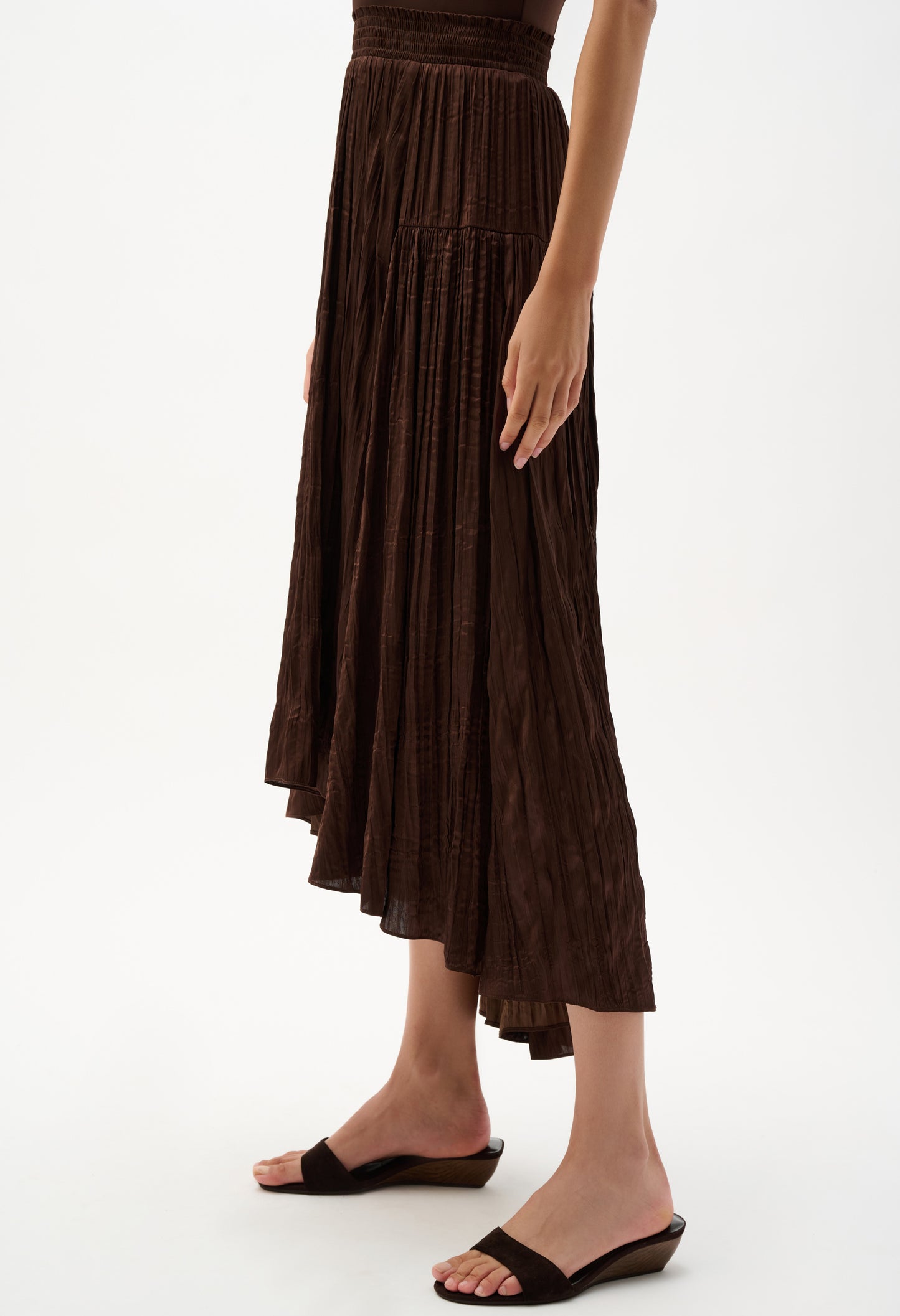 Pleated High-low A-line Skirt