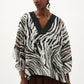 Zebra Print V-neck Blouse