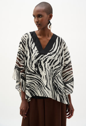 Zebra Print V-neck Blouse