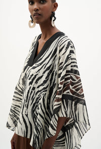 Zebra Print V-neck Blouse