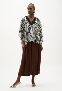 Zebra Print V-neck Blouse