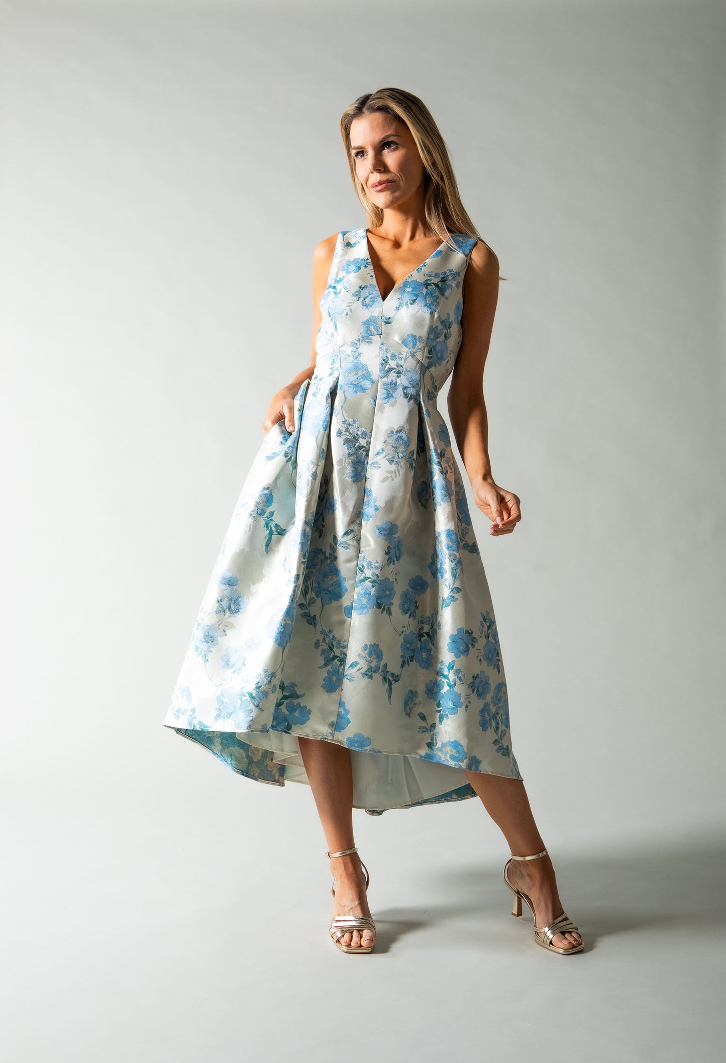 Floral V-Neck Midi Dress