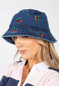 Cherry Denim Bucket Hat