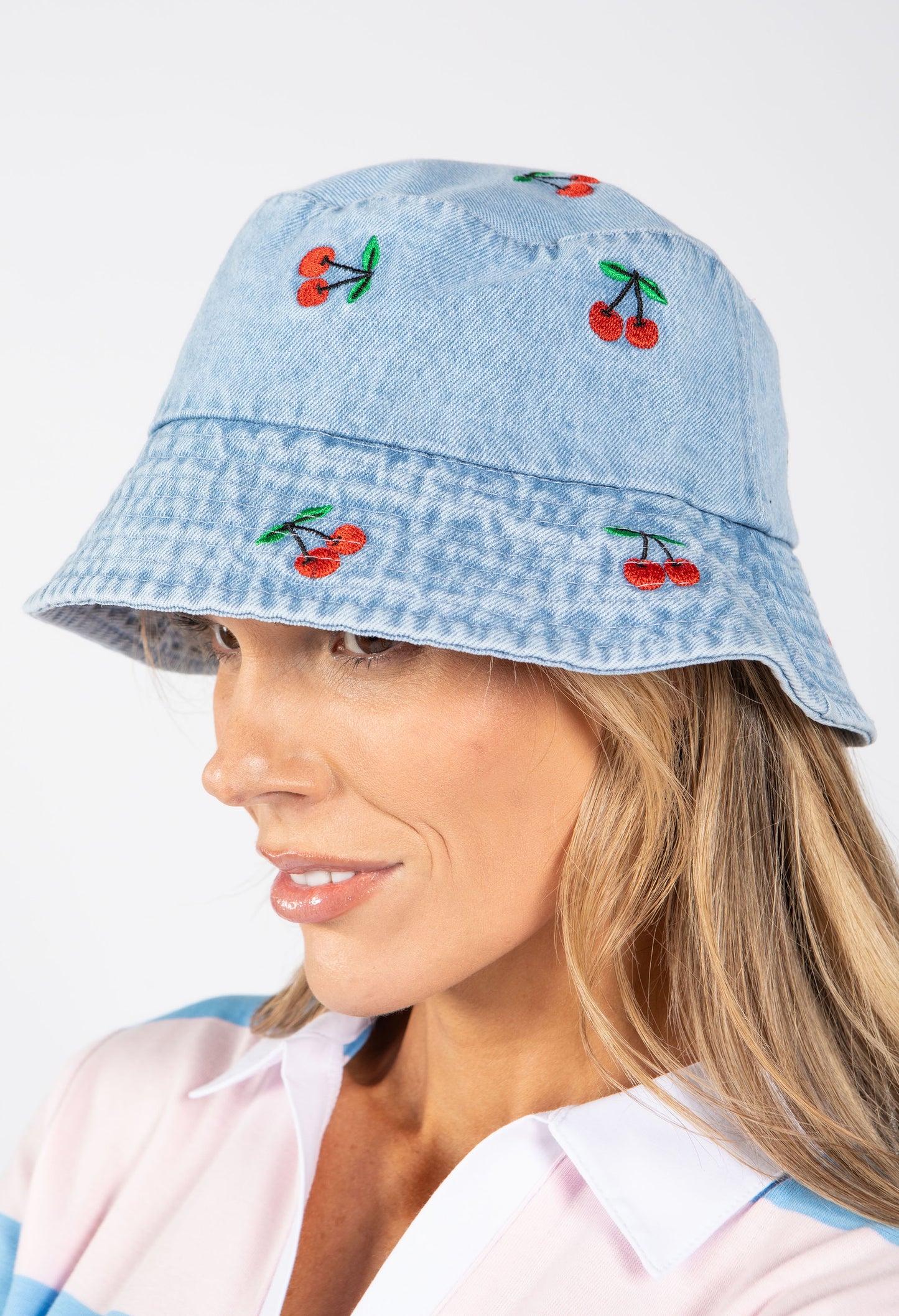 Cherry Denim Bucket Hat