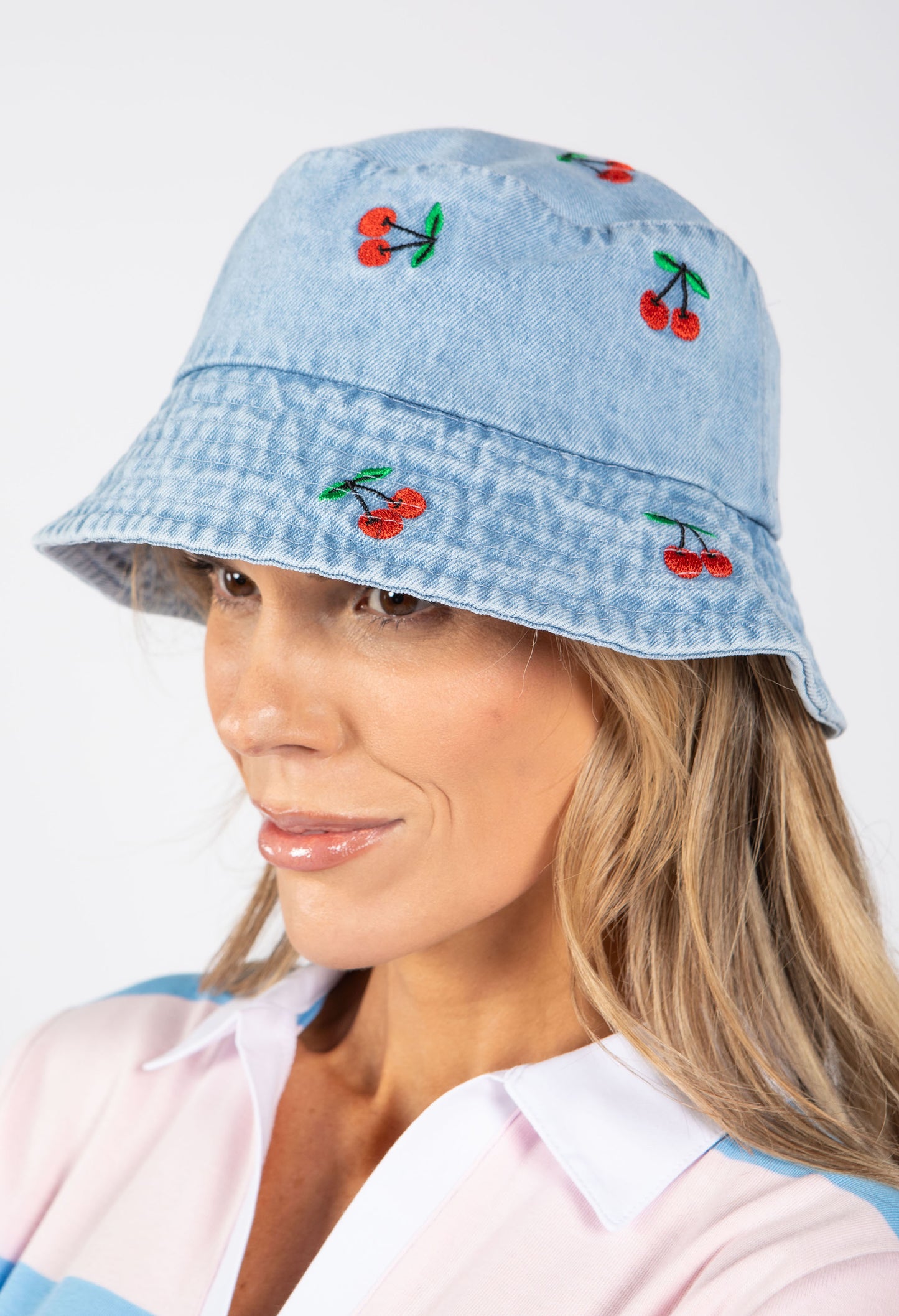 Cherry Denim Bucket Hat