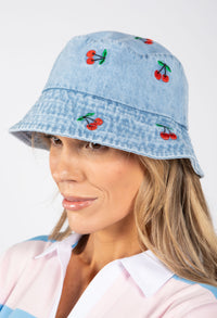 Cherry Denim Bucket Hat