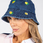 lemon detail denim bucket hat