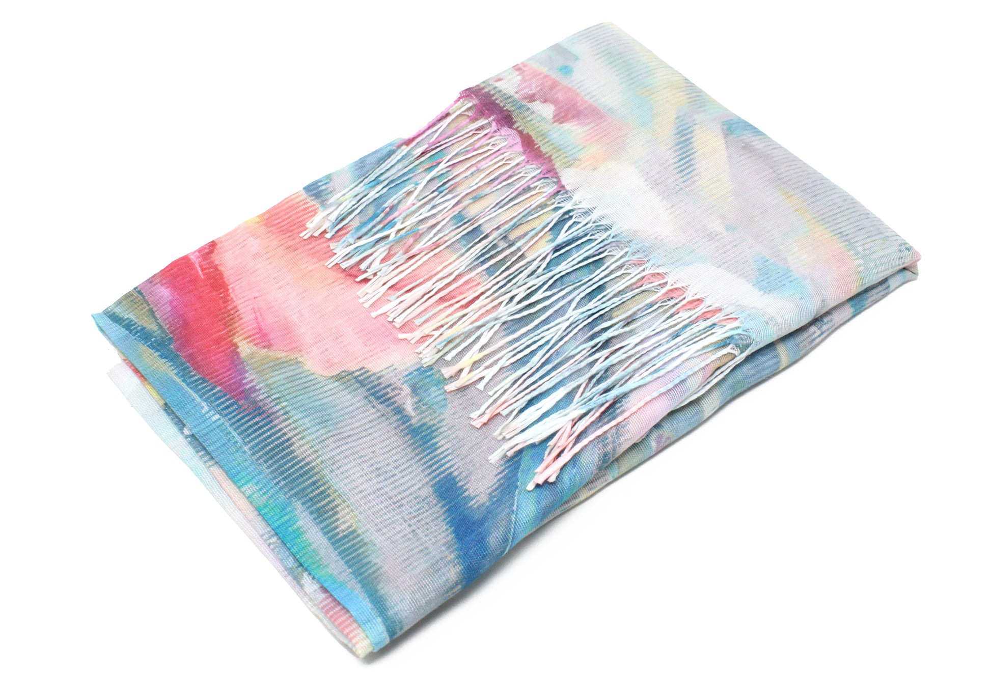 rose printed scarf with tassel ends