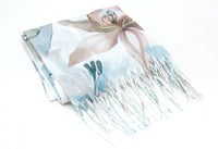 floral print scarf with tassel ends