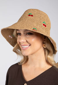 Cherry Detail Straw Hat