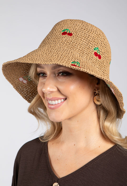 Cherry Detail Straw Hat