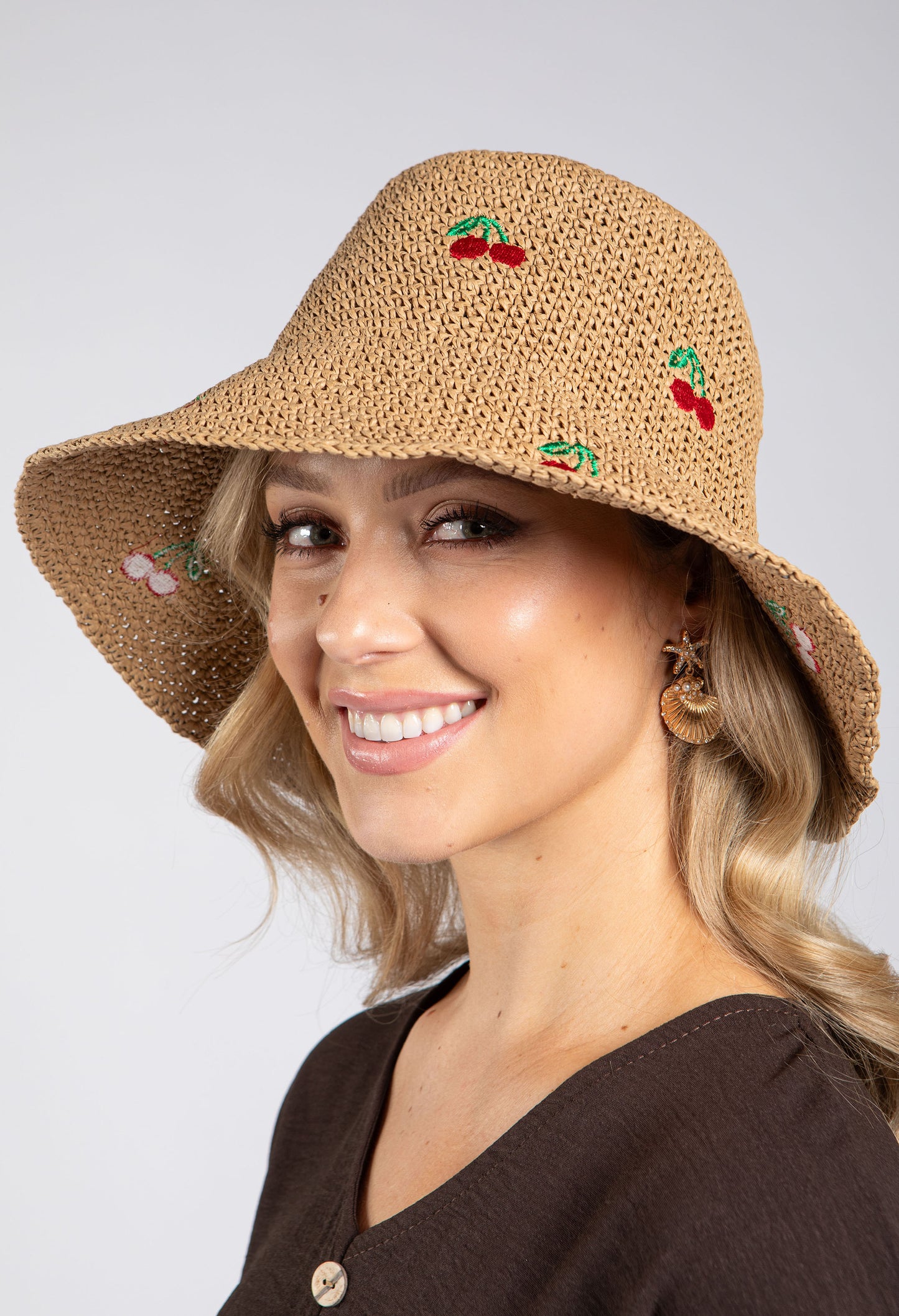 Cherry Detail Straw Hat