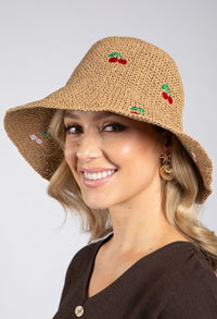 Cherry Detail Straw Hat