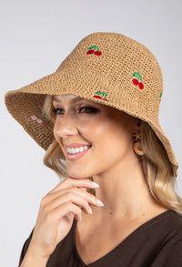 Cherry Detail Straw Hat