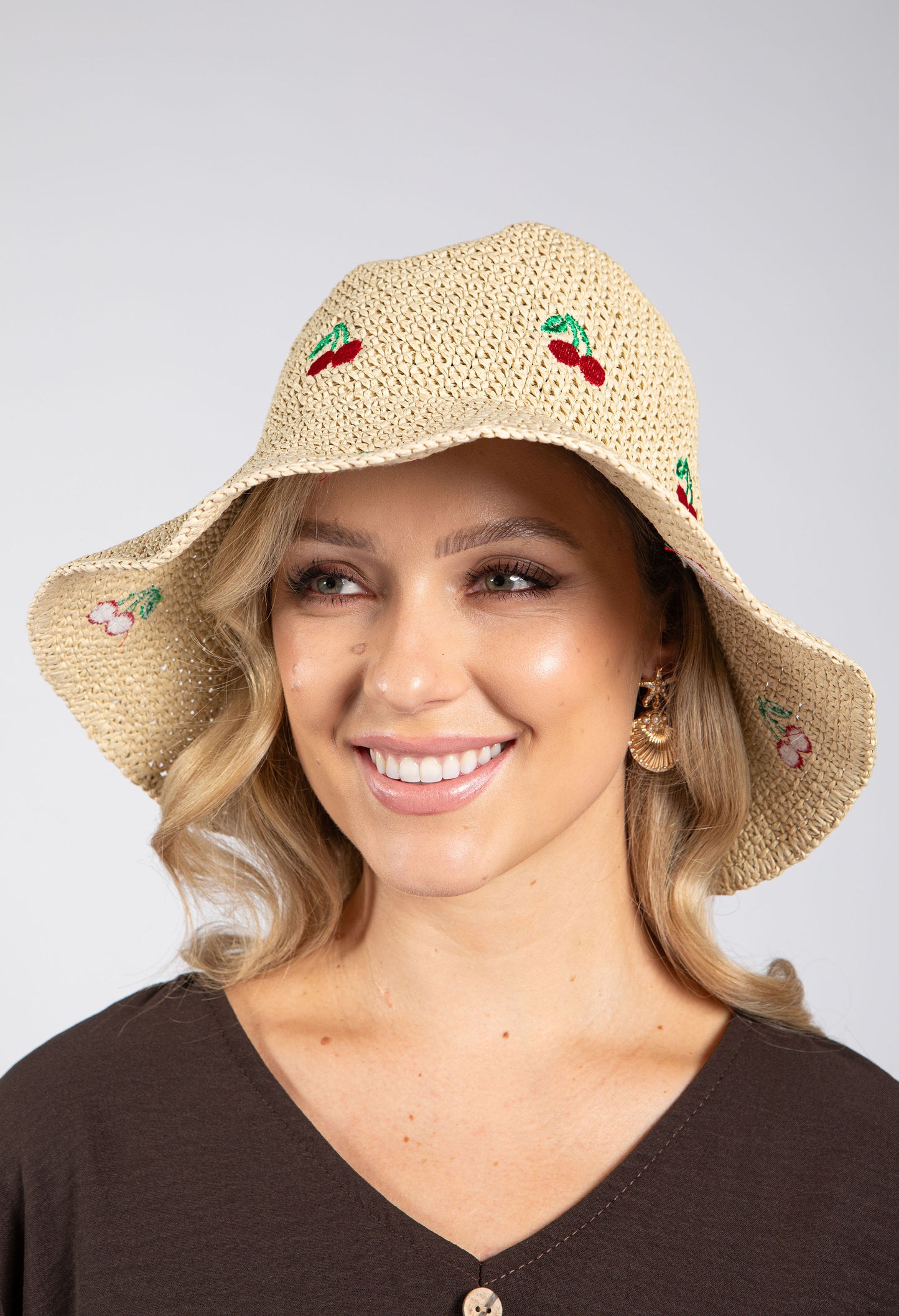 Cherry Detail Straw Hat