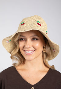 Cherry Detail Straw Hat