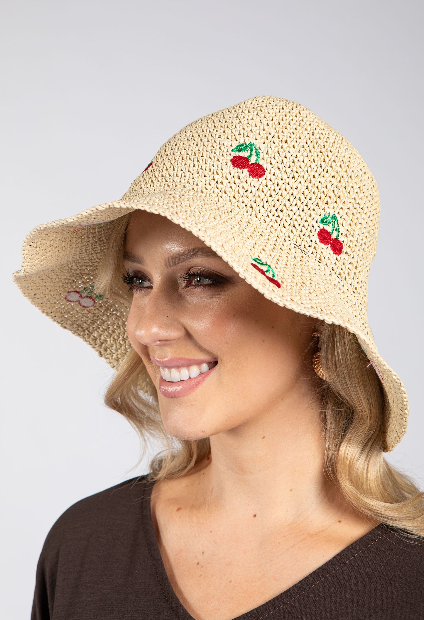 Cherry Detail Straw Hat