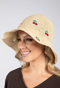 Cherry Detail Straw Hat