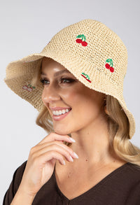 Cherry Detail Straw Hat