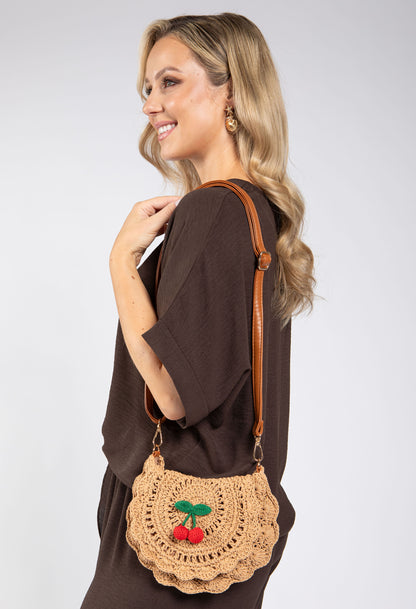Cherry Crochet Crossbody Bag