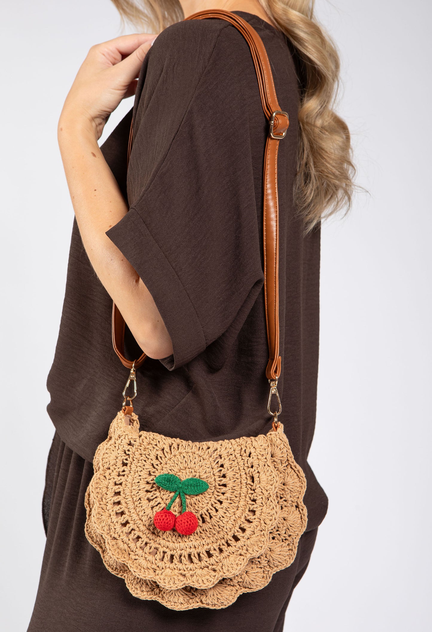 Cherry Crochet Crossbody Bag