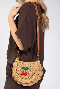 Cherry Crochet Crossbody Bag