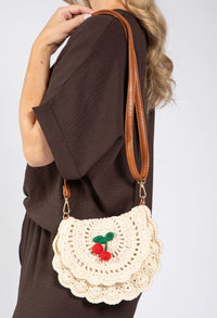 Cherry Crochet Crossbody Bag