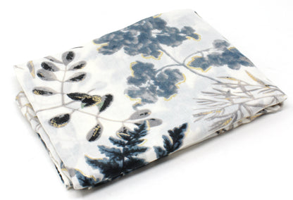 Folded fabric with floral pattern on a white background