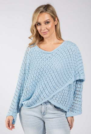 Crochet Knit Crossover Jumper