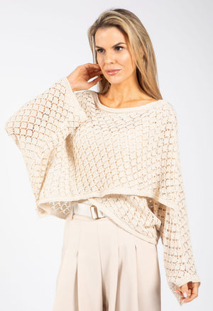 Crochet Knit Crossover Jumper