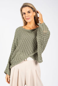 Crochet Knit Crossover Jumper