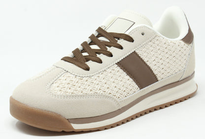 crochet detail trainer with contrast stripe