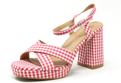gingham print heel