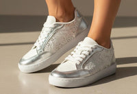 metallic Leopard printed trainer